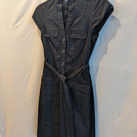 H&M Women's Black Cap-Sleeved Utility Dress - Size 2 - Picture 3 of 6